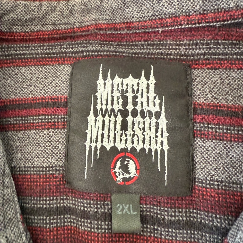 Metal Mulisha Men's Red and Black Striped Shirt
